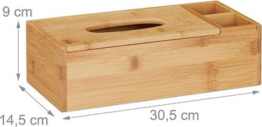 Relaxdays Tuchspender, Bad & Büro, 2 Fächer, modern, Bambus Organizer, HBT 9x30,5x14,5cm, Natur, 1 Stück, Hellbraun