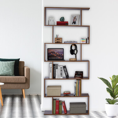 Relaxdays Hohes Bücherregal braun