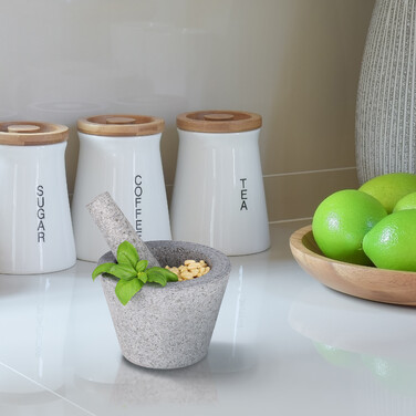 Relaxdays Mörser mit Stößel aus Granit