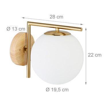 Relaxdays Wandleuchte Messing GLOBI