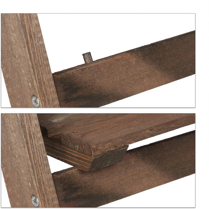 Relaxdays Blumentreppe, 2-stufig, klappbar, Holz, dunkelbraun, HBT: 51,5x41x24 cm