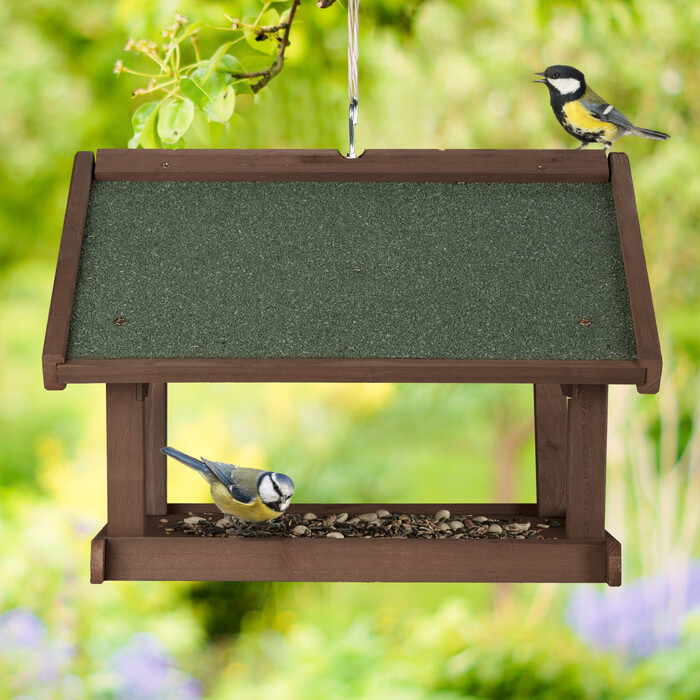 Relaxdays Braunes Vogelfutterhaus zur Wandmontage