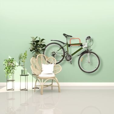 Relaxdays Fahrrad Wandhalterung, 2 Räder, bis 30kg, klappbar, HBT 28 x 47,5 x 51 cm, Fahrradaufhängung Wand, rot/schwarz