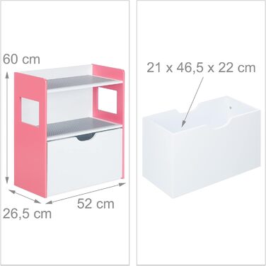 Relaxdays Kinderregal mit Bauplatten, Aufbewahrungsbox mit Rollen, HxBxT: 60 x 52 x 26,5 cm, Spielzeugregal, MDF, bunt