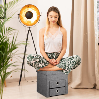Relaxdays Sitzhocker mit Stauraum 2 Schubladen