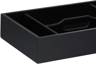 Relaxdays Besteckkasten, 4 Fächer, HBT: 7x37x23 cm, schwarz