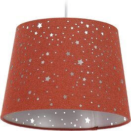 Relaxdays Kinderzimmerlampe Sterne, hängende Schirmlampe für Mädchen, Sternenhimmel Motiv, E27, runder Stoffschirm,  122 x 27 x 27 cm (Rot)