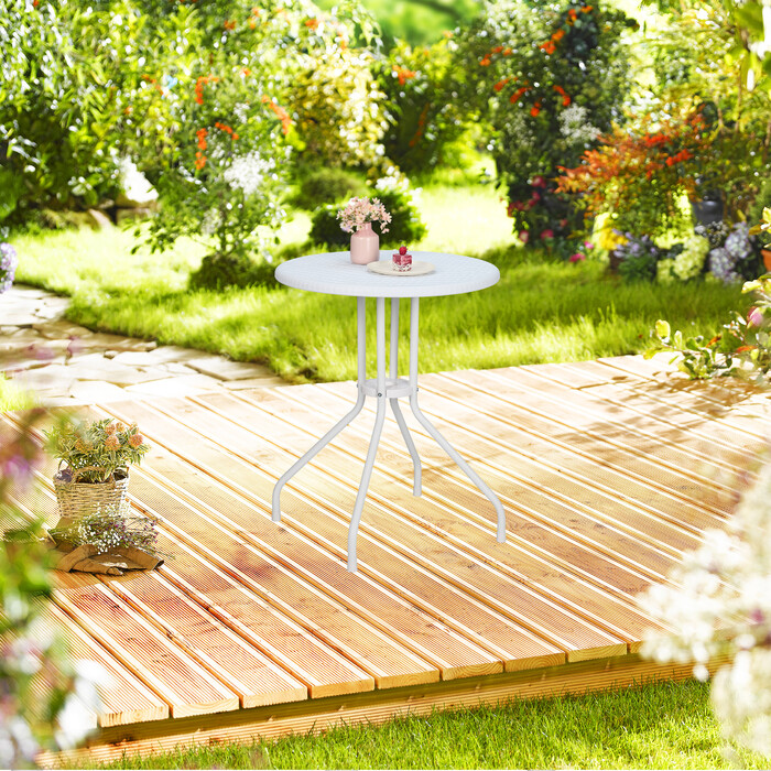 Relaxdays Runder Gartentisch in Rattanoptik
