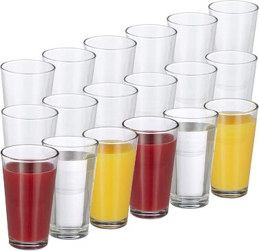Relaxdays 18er Set Trinkgläser, dickwandige Wassergläser, schlichtes Design, spülmaschinenfest, 500 ml, transparent
