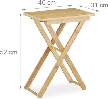 Relaxdays klappbarer Beistelltisch, Bambus, rechteckig, ca. 52x40x31 cm, natur