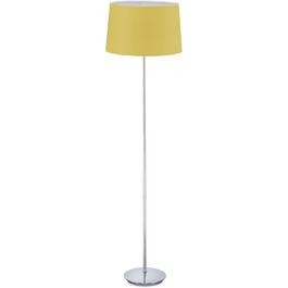 Relaxdays Stehlampe, Stoffschirm, chrom Fuß, E27, Ø 40 cm, 148,5 cm hoch, Gelb