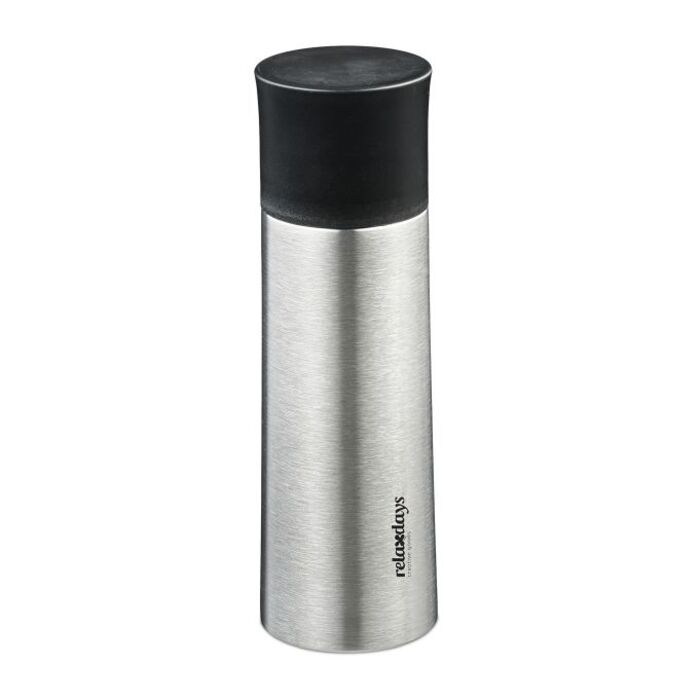 Relaxdays Trinkflasche Edelstahl 400 ml mit Becher