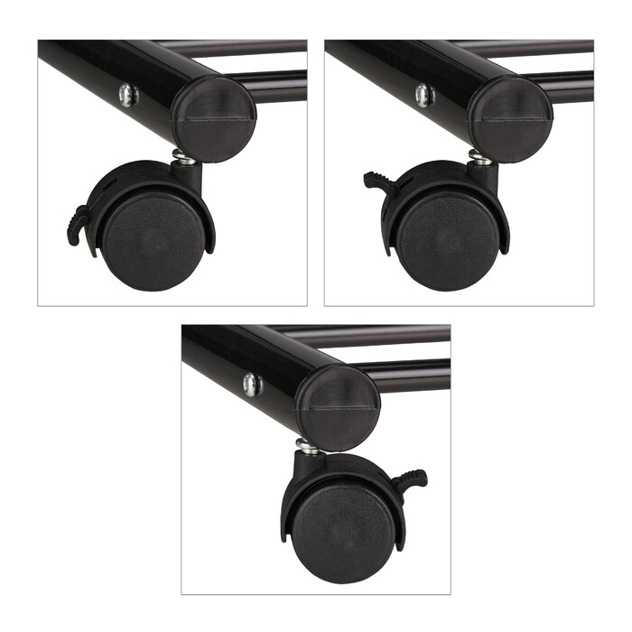 Relaxdays Schwarze Garderobe mit Rollen