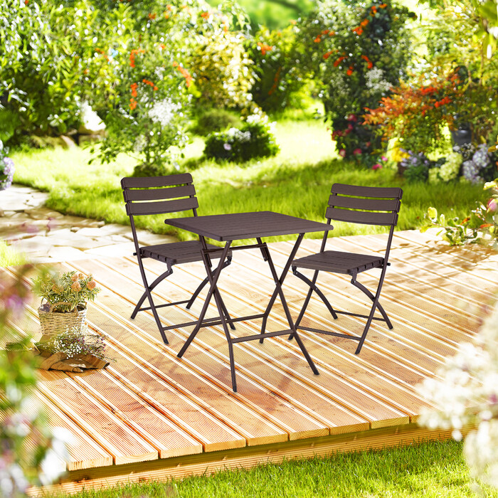 Relaxdays Balkonmöbel Set 3-teilig in Holzoptik