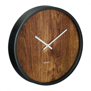Relaxdays Moderne Wanduhr in Holzoptik