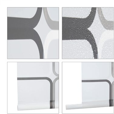 Relaxdays Duschrollo Square, wasserabweisend, Retro Badrollo Wanne u. Dusche, Deckenmontage, 80x240 cm, semitransparent