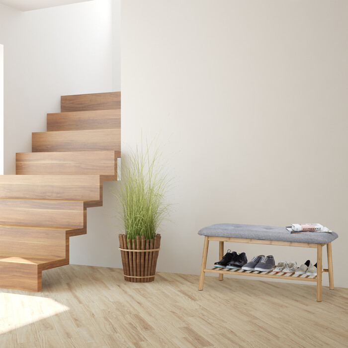 Relaxdays Gepolsterte Schuhbank aus Bambus