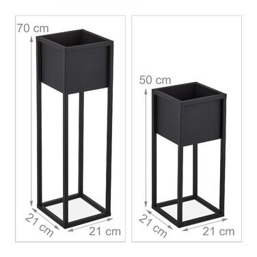 Relaxdays Metall Blumenständer 2er Set in Schwarz
