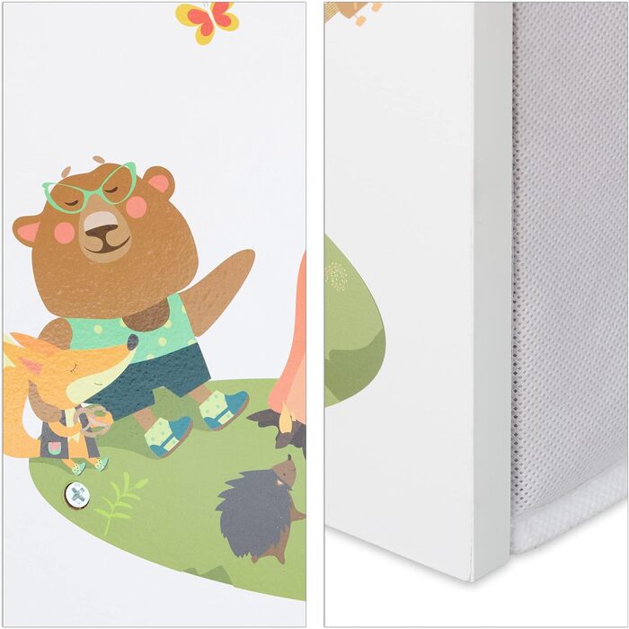 Relaxdays Kinderregal mit 9 Stoffboxen, Lagerfeuer Kindermotiv, Spielzeugregal Organizer HBT 66 x 82,5 x 29,5 cm, bunt