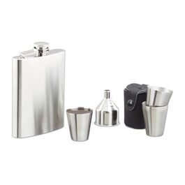 Relaxdays Flachmann Set Edelstahl 7 teilig