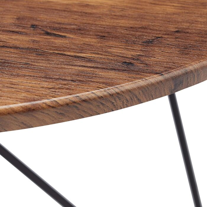 Relaxdays Beistelltisch 2er-Set, runde Satztische mit Metallgestell, Ablagetische, Tischplatte 40 u. 48 cm, MDF,  Standard (Braun)