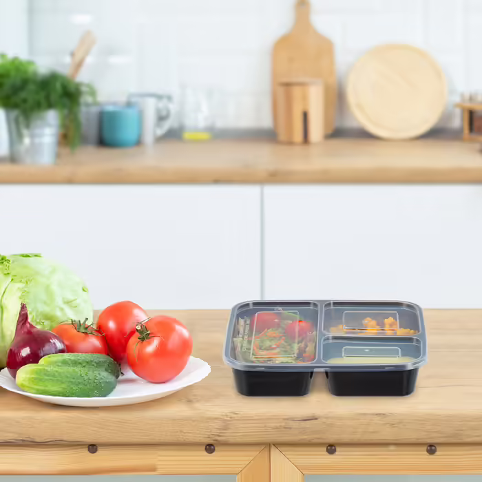 Relaxdays 10er Set Meal Prep Boxen 3 Fächer