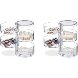 Relaxdays Kosmetik-Organizer, 4 drehbare Fächer, Make Up Kit, Acryl, transparent (2er Pack)