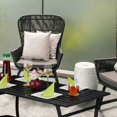 Relaxdays Gartentisch rechteckig schwarz