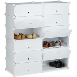 Relaxdays Schuhschrank 12 Fächer, 108x94x37 cm, weiß