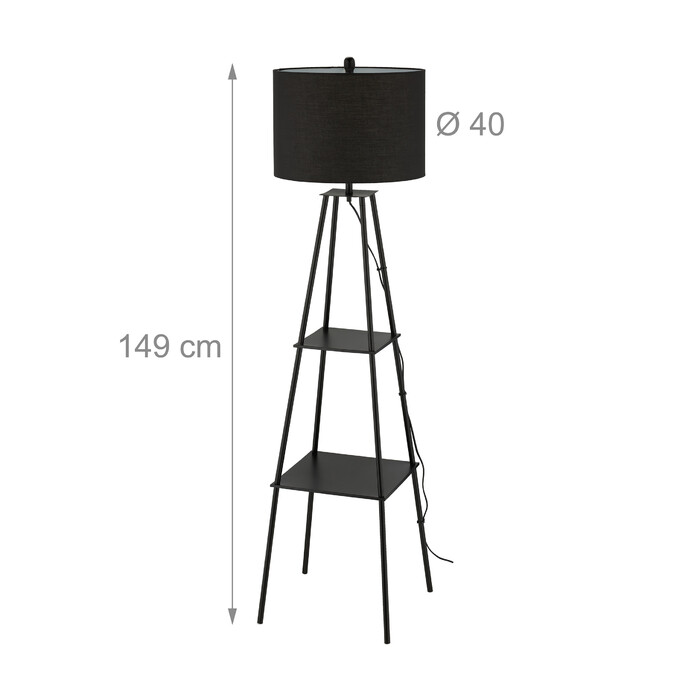 Relaxdays Stehlampe mit Regal in Schwarz