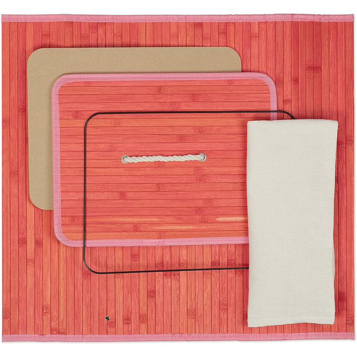 Relaxdays Wäschekorb Bambus, XL, faltbar, HBT 65,5 x 43,5 x 33,5 cm, (Pink)