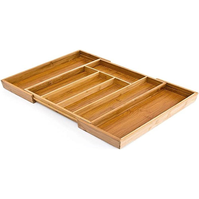 Relaxdays Besteckkasten Bambus, ausziehbarer Besteckeinsatz als Küchenorganizer, Schubladeneinsatz 33,5x29-48x5 cm, natur (Bundle mit Besteckkasten,5 x 25,5 x 35,5 cm)