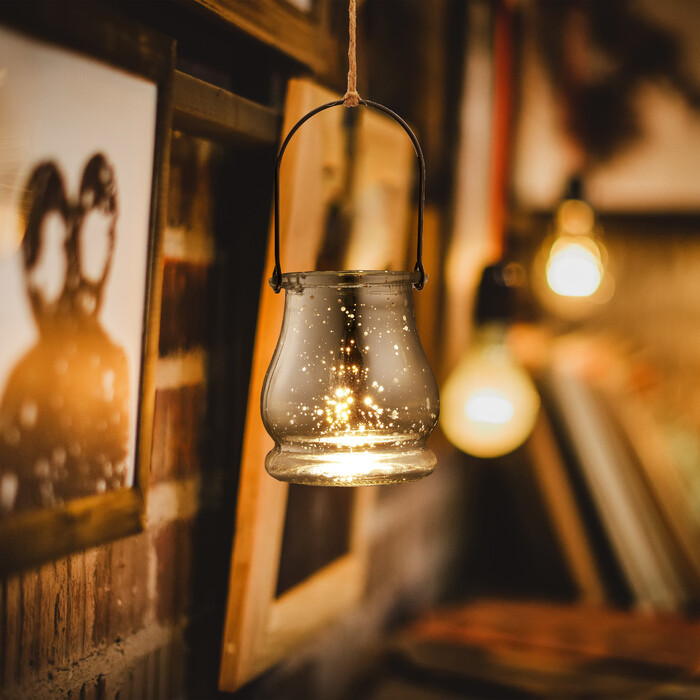 Relaxdays Silbernes Windlicht im 12er Set