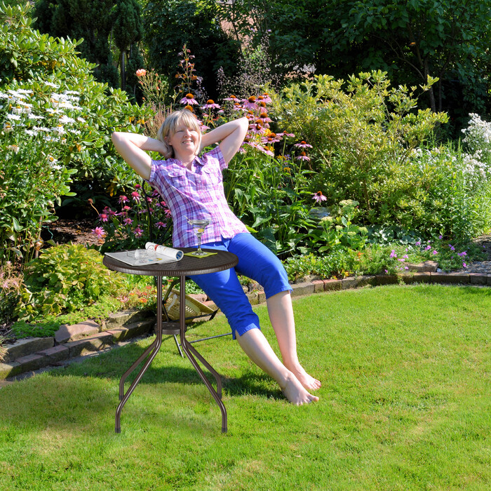 Relaxdays Gartentisch rund braun