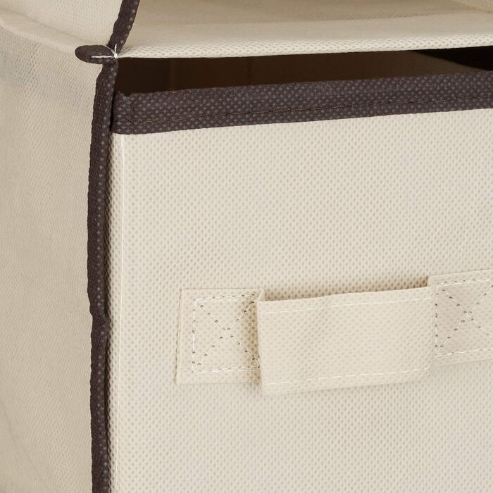 Relaxdays Hängeregal Stoff, 6 Fächer, 2 Schübe, für Kleiderschrank, HBT: 82x14,5x30 cm, Beige/Dunkelbraun