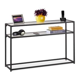 Relaxdays Konsolentisch mit Glasplatte