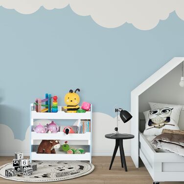 Relaxdays Kinderregal, HBT: 60 x 62,5 x 30 cm, 5 Fächer, MDF, Aufbewahrungsregal Kinderzimmer, Spielzeugregal, weiß/blau, L, Large