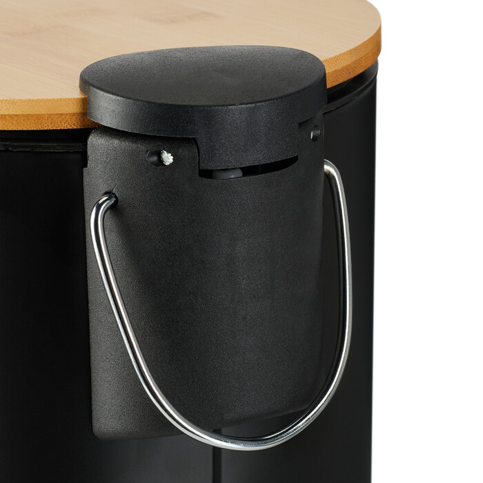 Relaxdays Bad Mülleimer 3 l mit Bambusdeckel