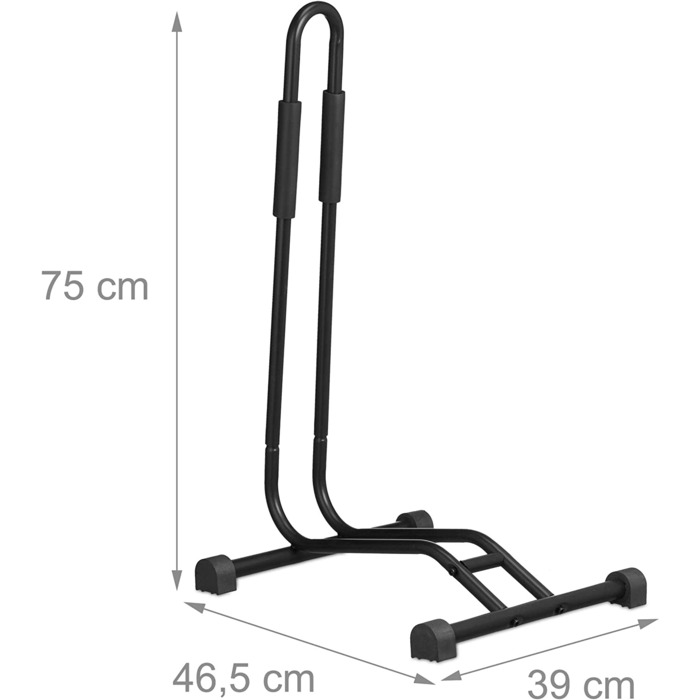 Relaxdays Fahrradständer Boden, für Reifenbreite bis 2,5', Fahrrad Ausstellungsständer, Vorder-& Hinterrad, schwarz