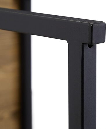 Relaxdays, stapelbar, Satztisch 2 Größen, quadratisch, Metall, Holzoptik/schwarz, Eisen, Beistelltisch 2er-Set im Industrie-Design