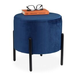 Relaxdays Blauer Samthocker