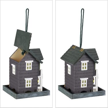 Relaxdays Vogelfutterhaus, Holz, HBT 23,5x18x18 cm