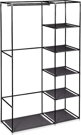 Relaxdays Stoffschrank, mit Kleiderstange & 5 Fächern, HBT: 174 x 107 x 42,5 cm, stabiler Faltschrank mit Bezug, (Grau, Single)