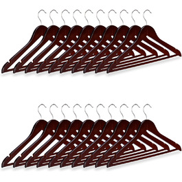Relaxdays Kleiderbügel Set Holz, 20er Pack Garderobenbügel, Hemden & Hosen, 360° drehbar, Bügel HxB 23 x 44 cm, (Braun)