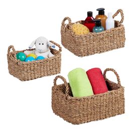 Relaxdays 3-tlg. Aufbewahrungskorb Set aus Seegras