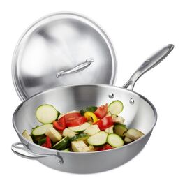 Relaxdays Edelstahl Wok mit Deckel