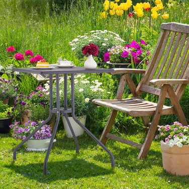 Relaxdays Gartentisch in grauer Holzoptik