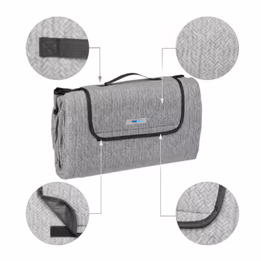 Relaxdays Graue Picknickdecke Fleece