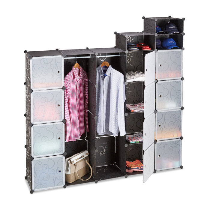 Relaxdays Kleiderschrank Stecksystem 18 Fächer
