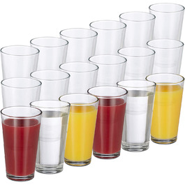 Relaxdays 18er Set Trinkgläser, dickwandige Wassergläser, schlichtes Design, spülmaschinenfest, 500 ml, transparent